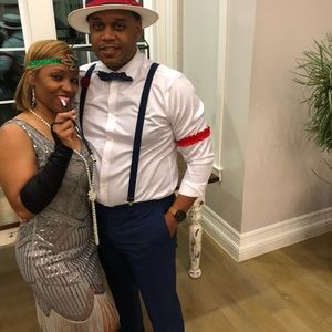 Great Gatsby style silver dress w/bottom shingles